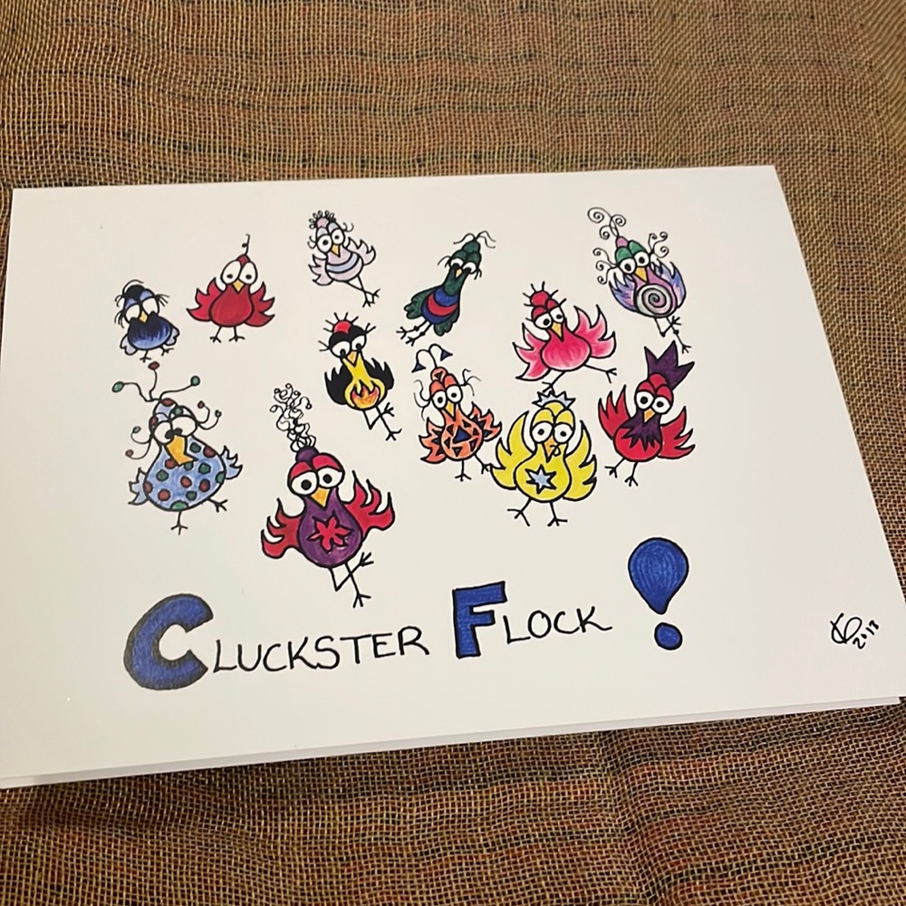 5 Printed Funny Art Cards Fr My 2013 Strange Birds Collection Blank Inside